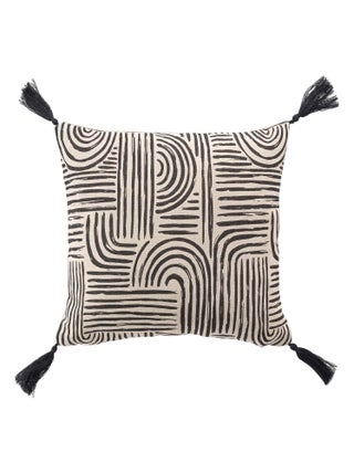 Coussin polycoton a pompons Pandora