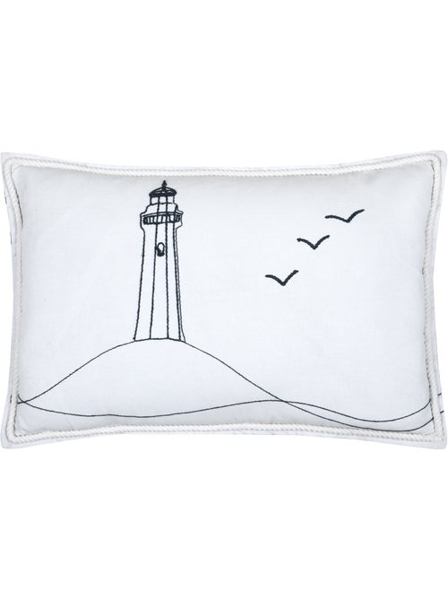 Coussin polycoton brodé style bord de mer - Kiabi