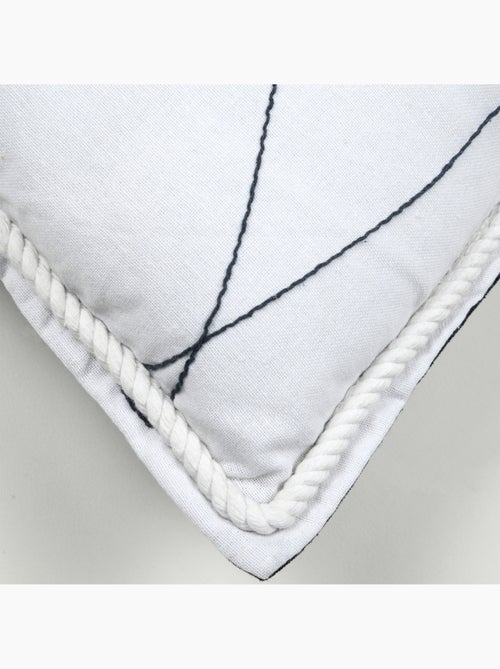 Coussin polycoton brodé style bord de mer - Kiabi
