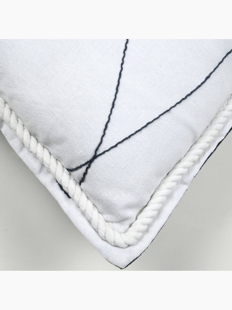 Coussin polycoton brodé style bord de mer Blanc - Kiabi