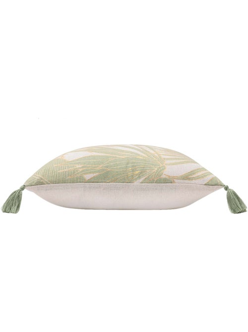 Coussin polycoton feuillages tropicaux métallisé à pompons - Kiabi Coussin polycoton feuillages tropicaux métallisé à pompons - Kiabi