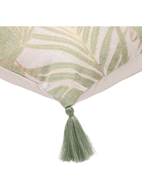 Coussin polycoton feuillages tropicaux métallisé à pompons - Kiabi Coussin polycoton feuillages tropicaux métallisé à pompons - Kiabi