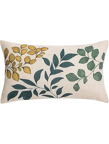 Coussin polylin imprimé feuillages
