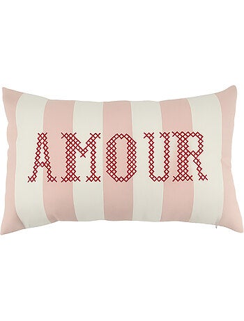 Coussin polylin rectangulaire "amour" brodée