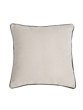 Coussin polylin uni piping cuir marron 'Deko&co'