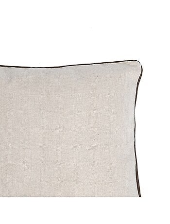 Coussin polylin uni piping cuir marron 'Deko&co'