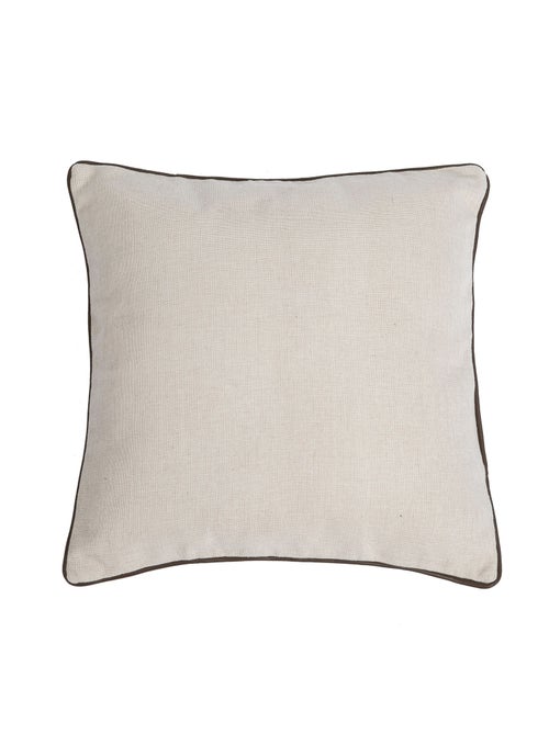 Coussin polylin uni piping cuir marron 'Deko&co' - Kiabi