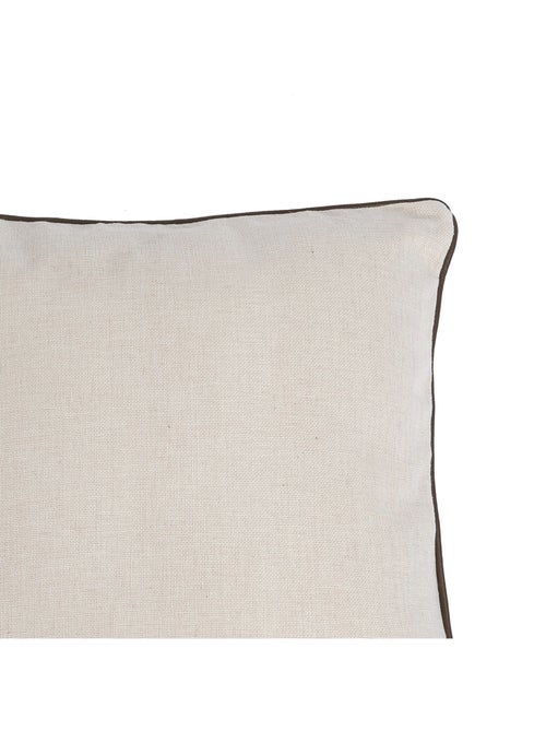 Coussin polylin uni piping cuir marron 'Deko&co' - Kiabi