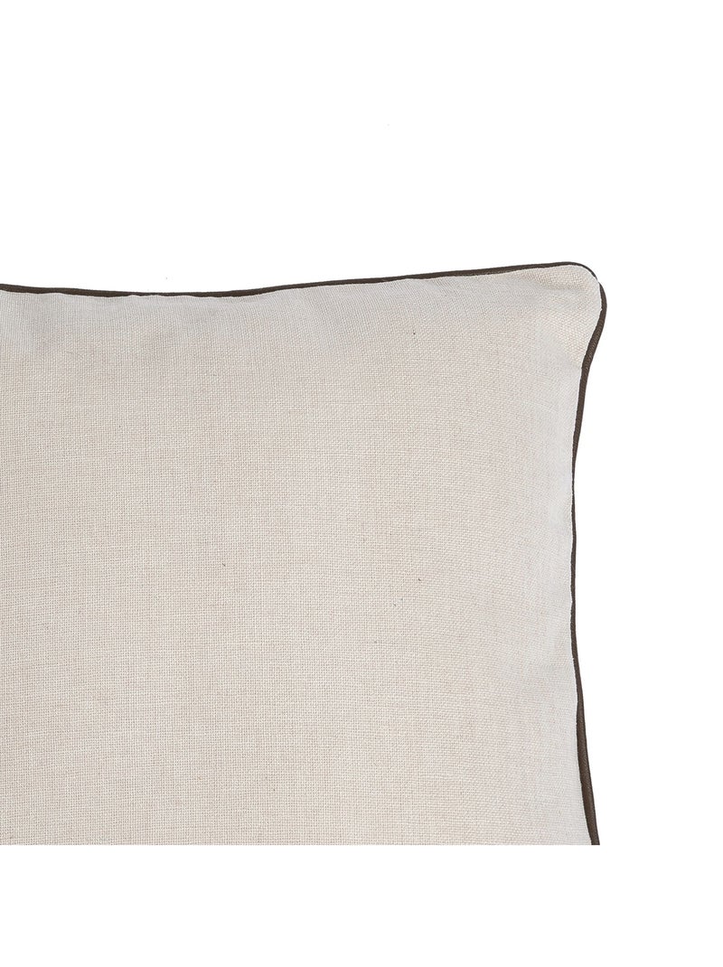 Coussin polylin uni piping cuir marron 'Deko&co' Blanc Marron - Kiabi