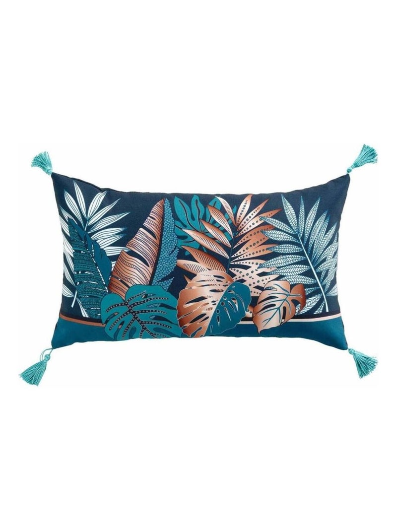 Coussin pompons 30x50 cm Alianor Bleu - Kiabi