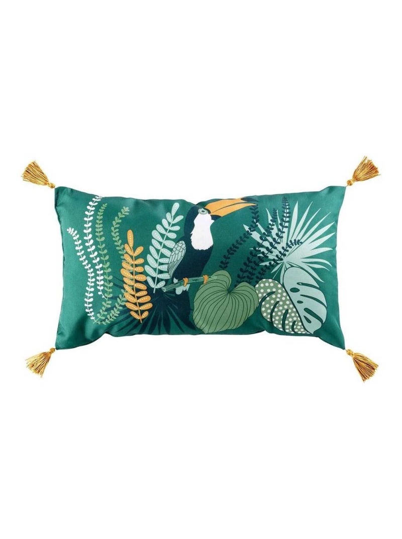 Coussin pompons 30x50 cm Brazilia Bleu - Kiabi