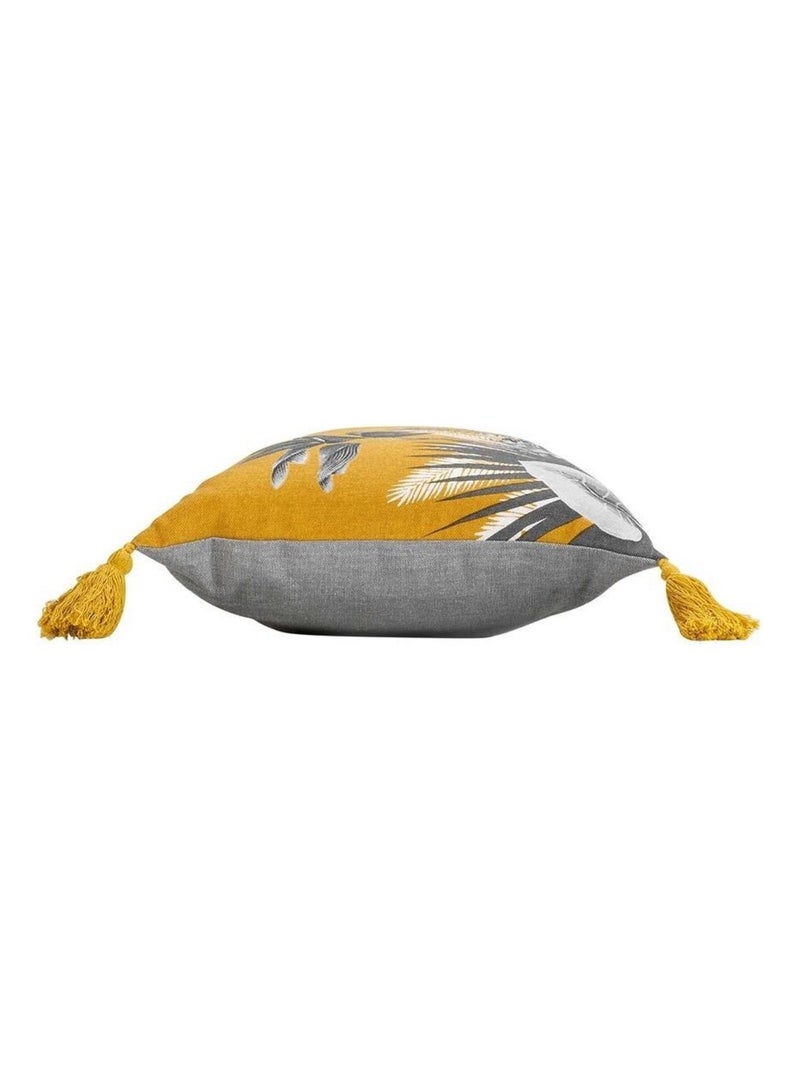 Coussin pompons 30x50 cm Isibelle jaune coton Jaune - Kiabi