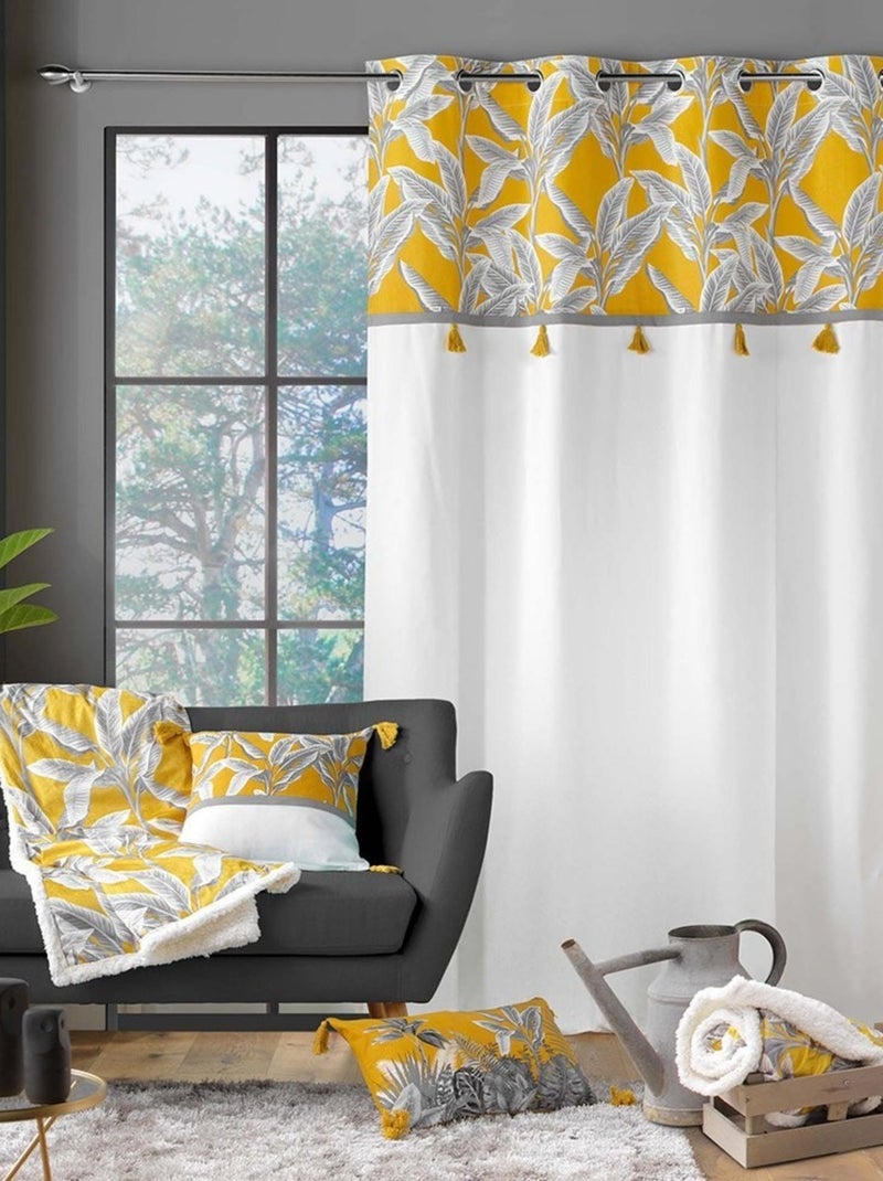 Coussin pompons 30x50 cm Isibelle jaune coton Jaune - Kiabi