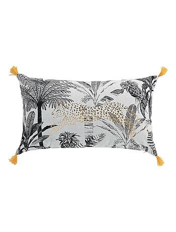 Coussin pompons 30x50 cm Or Leogold coton recyclé - Kiabi