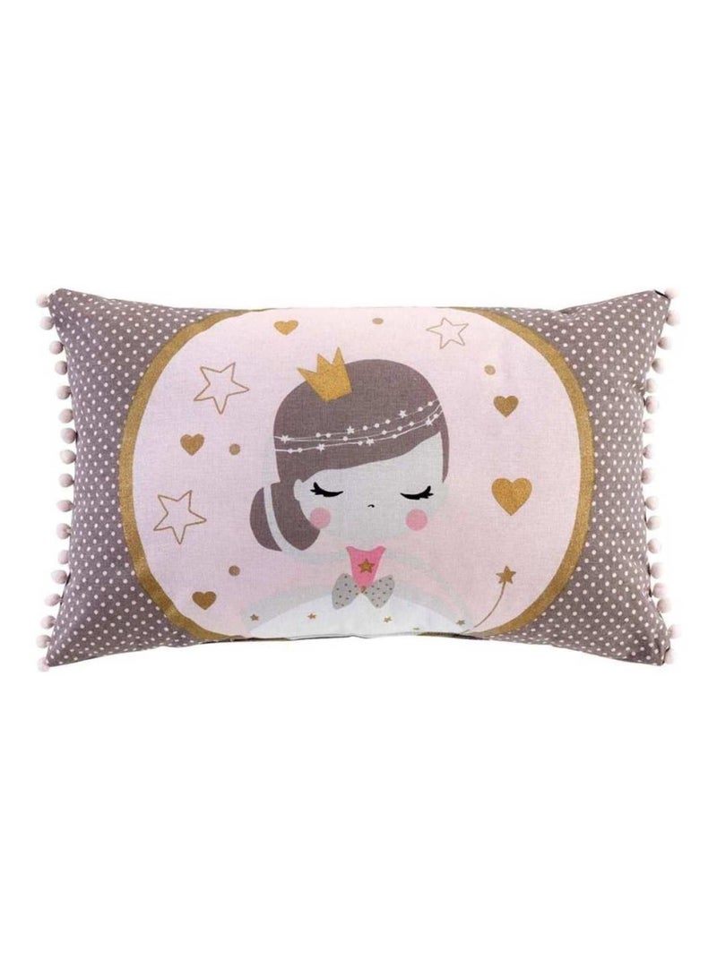 Coussin pompons 30x50 cm Petite princesse coton Rose - Kiabi