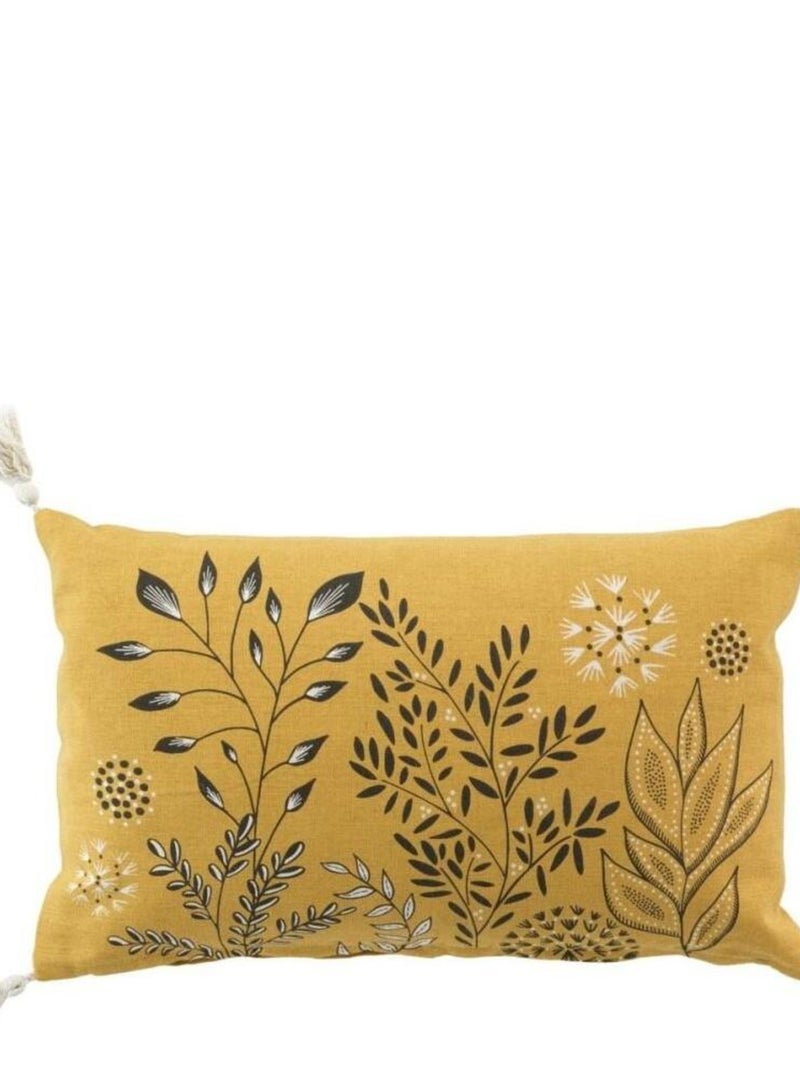 Coussin pompons 30x50 Suzanne jaune coton recyclé Jaune - Kiabi