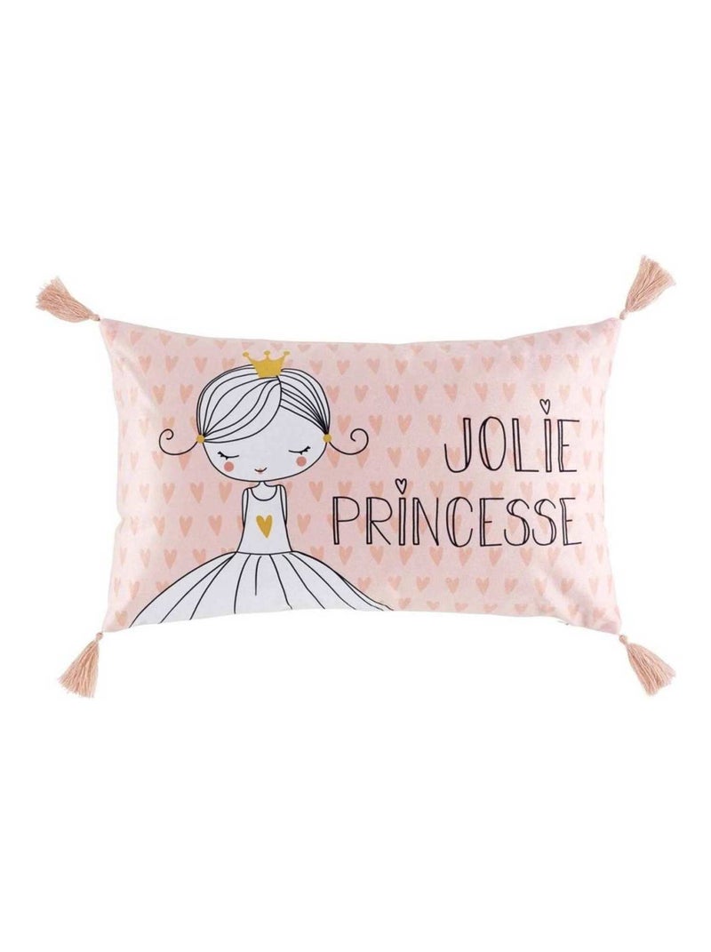 Coussin pompons 30x50 velours Leonie Rose - Kiabi