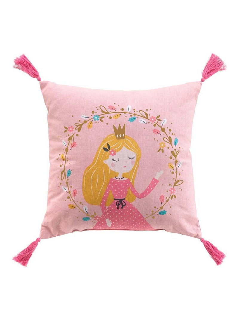 Coussin pompons 40x40 cm Princesse Licorne coton Rose - Kiabi