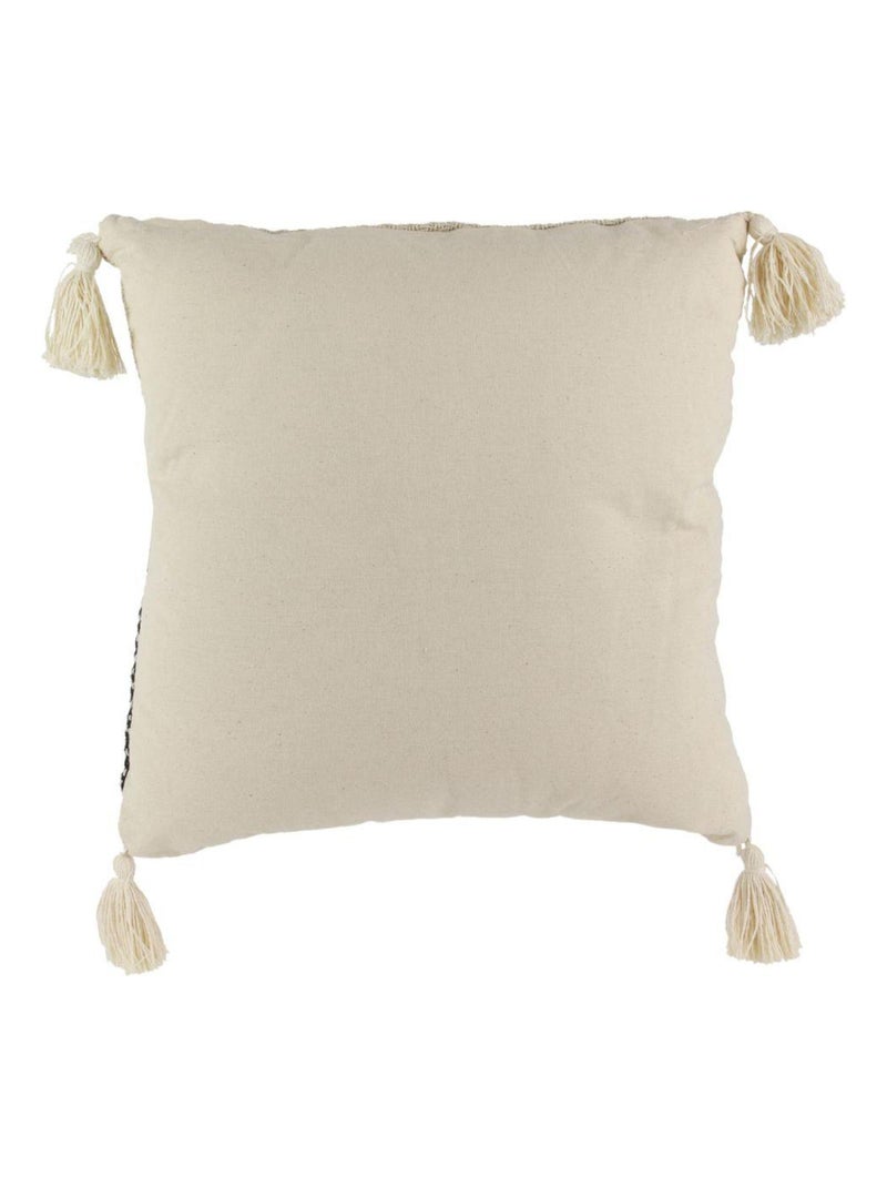 Coussin pompons avec rayures berbère beige Beige - Kiabi