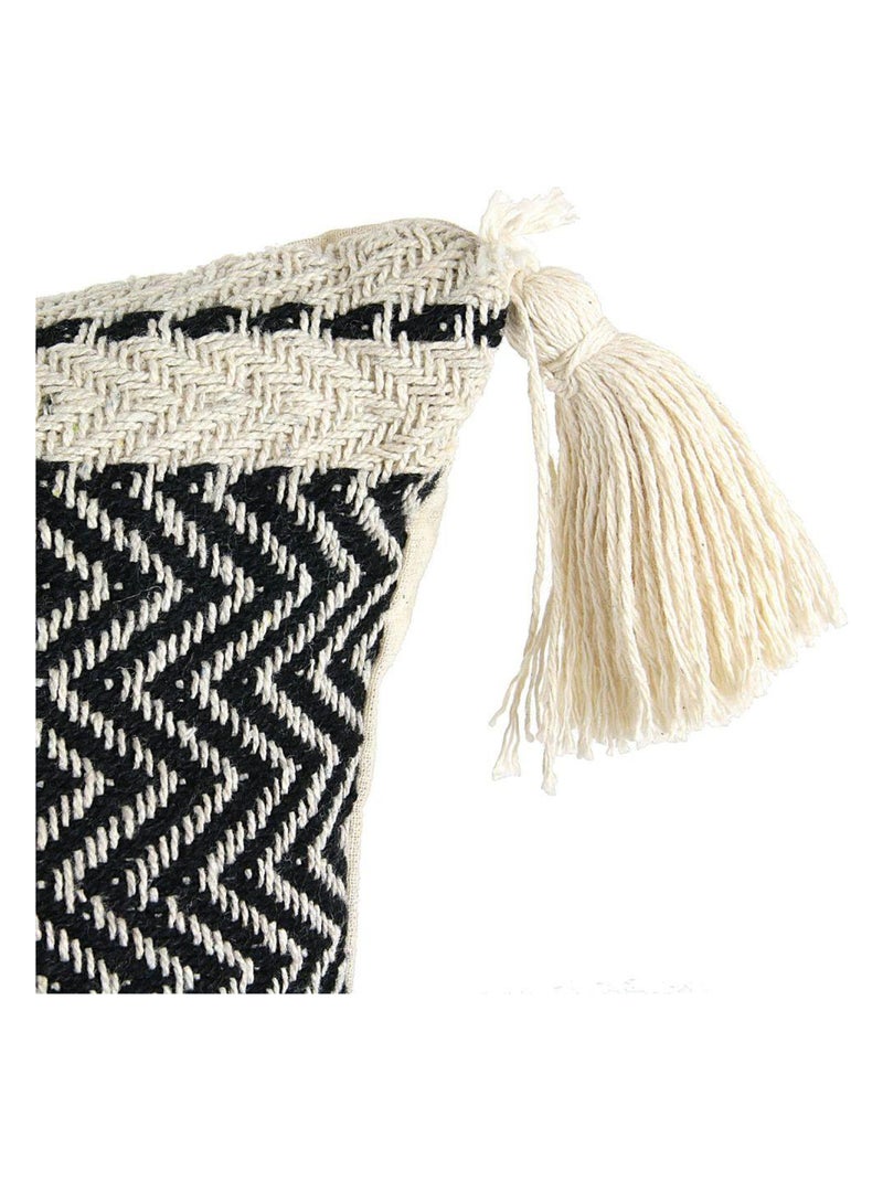Coussin pompons avec rayures berbère beige Beige - Kiabi