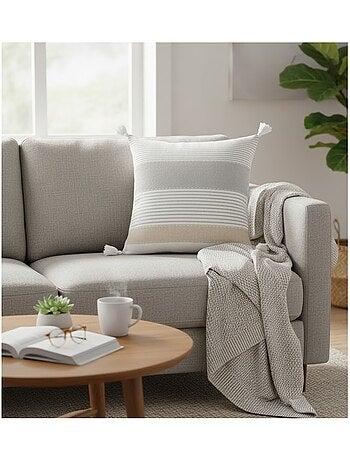 Coussin Pompons dehoussable 60 x 60 cm Iliades