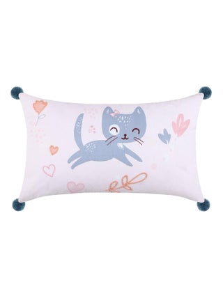 Coussin pompons dehoussable Zoeline le chat