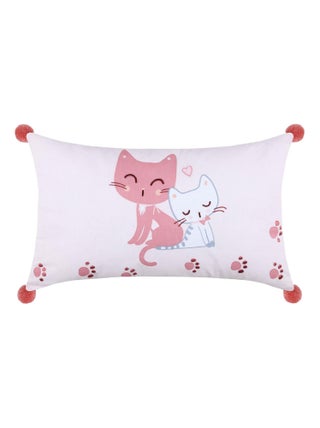 Coussin pompons dehoussable Zoeline le chat