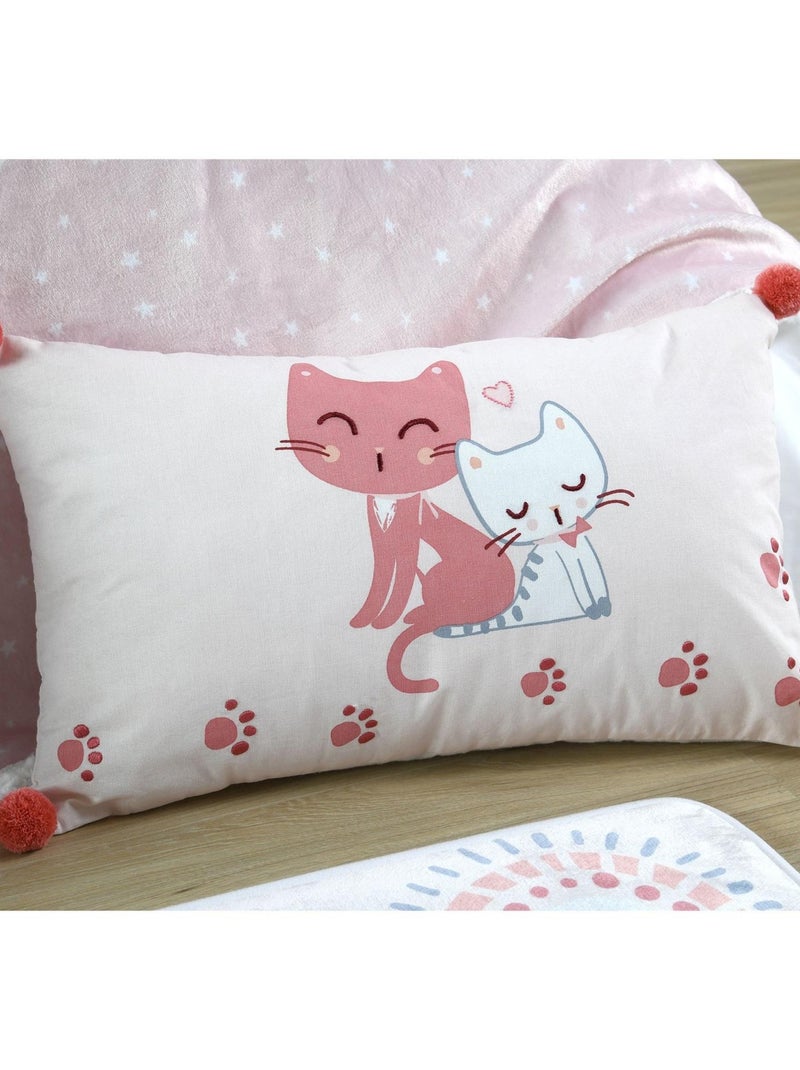 Coussin pompons dehoussable Zoeline le chat Rose - Kiabi