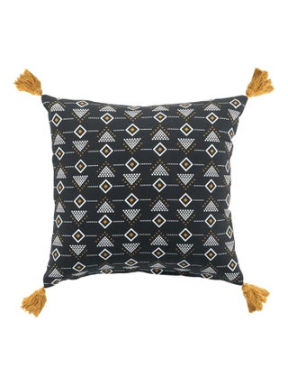 Coussin Pompons geometrique Letikos