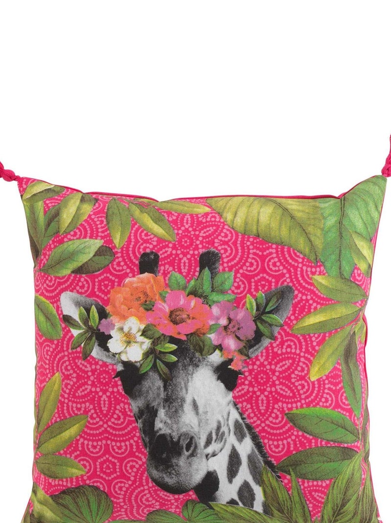 Coussin pompons Girafe en fleurs Rose - Kiabi