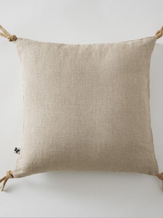 Coussin pompons lin lave Collection Soline
