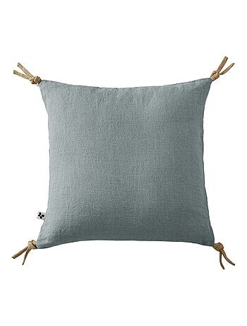 Coussin pompons lin lave Collection Soline