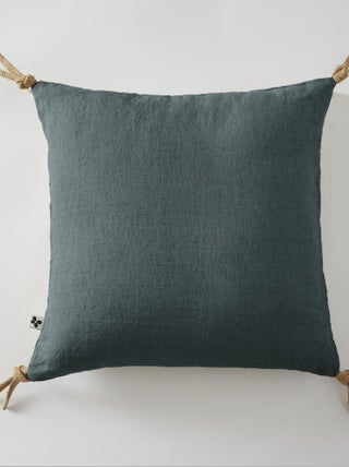 Coussin pompons lin lave Collection Soline