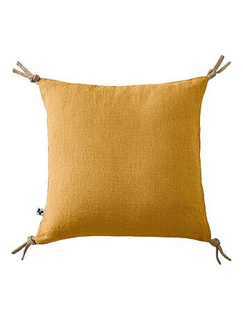 Coussin pompons lin lave Collection Soline