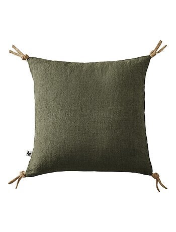 Coussin pompons lin lave Collection Soline