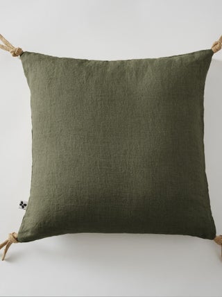 Coussin pompons lin lave Collection Soline