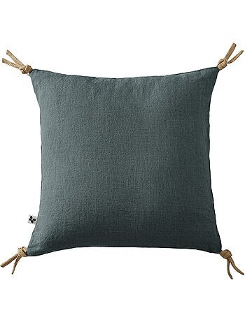 Coussin pompons lin lave Collection Soline