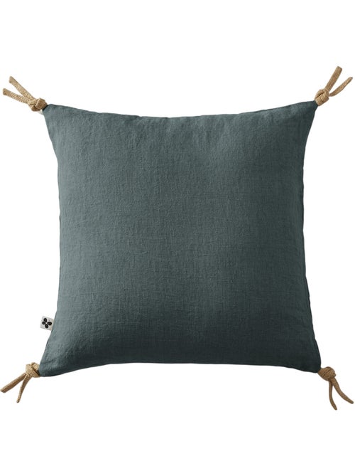 Coussin pompons lin lave Collection Soline - Kiabi Coussin pompons lin lave Collection Soline - Kiabi
