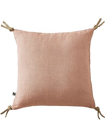 Coussin pompons lin lave Collection Soline