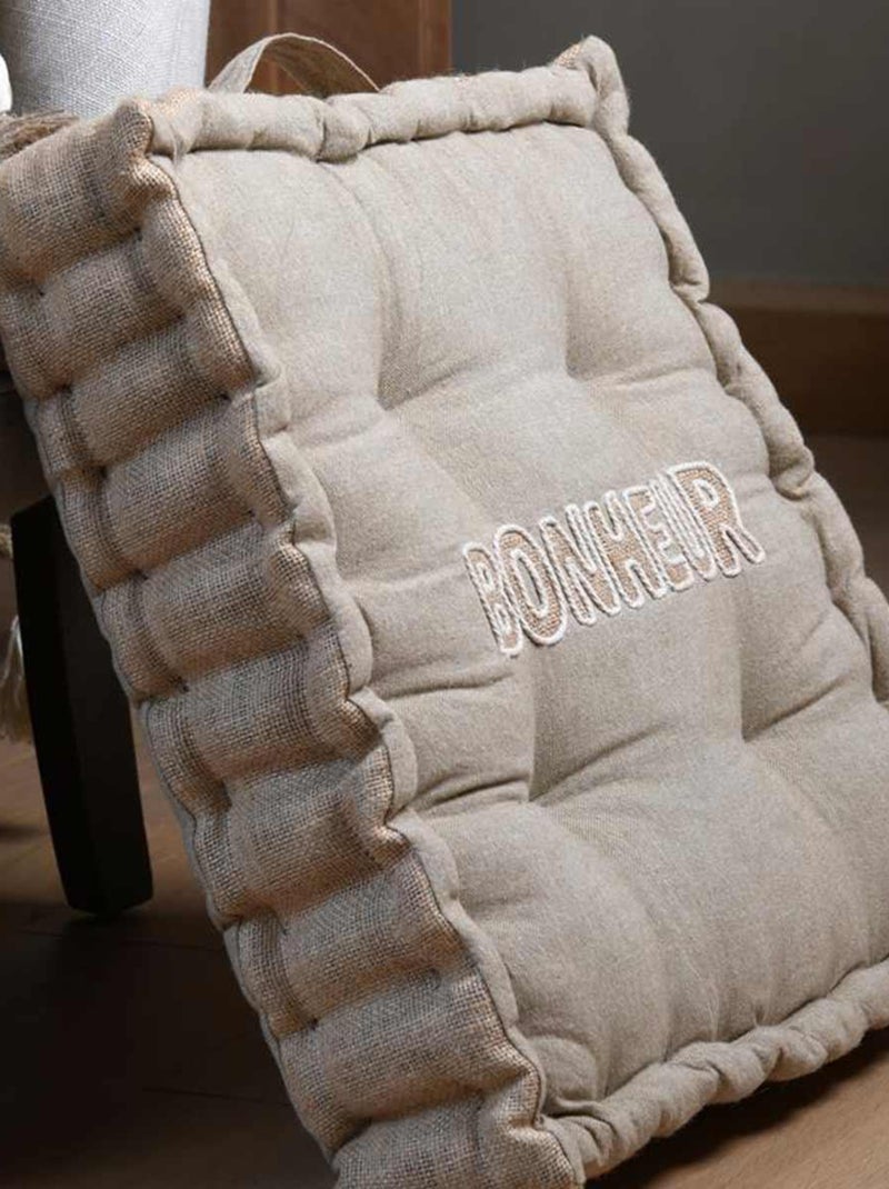 Coussin pouf de sol Bonheur Beige - Kiabi