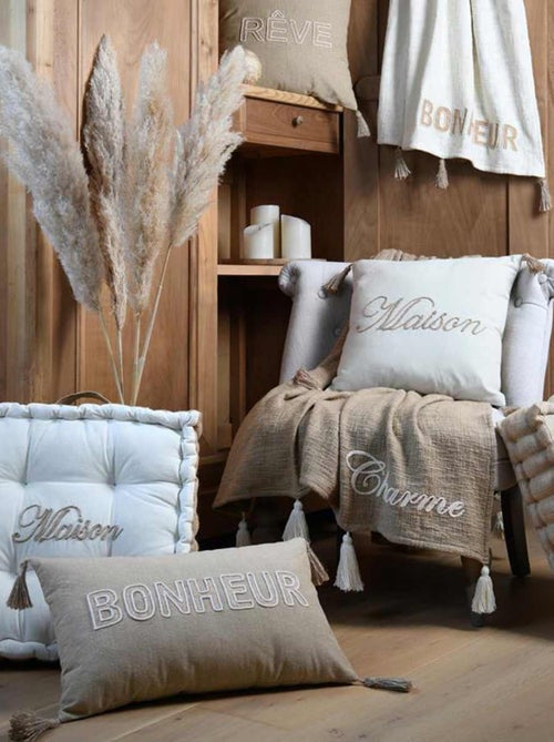 Coussin pouf de sol Bonheur - Kiabi