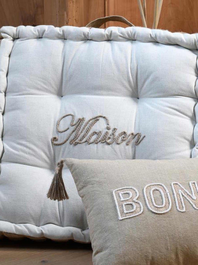 Coussin pouf de sol Maison Ecru - Kiabi