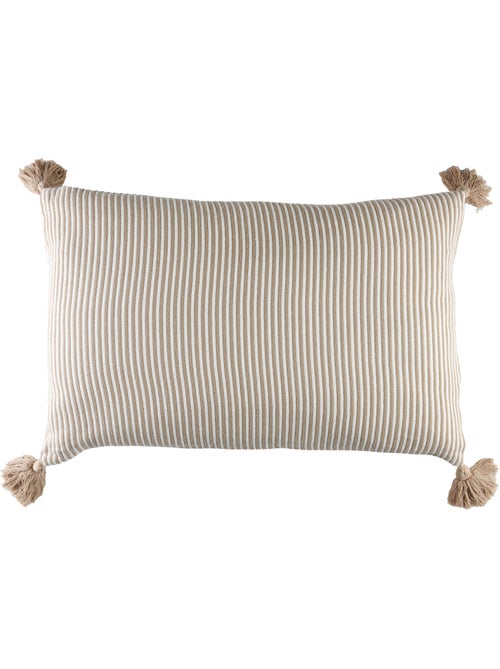 Coussin rayé à pompons - Kiabi