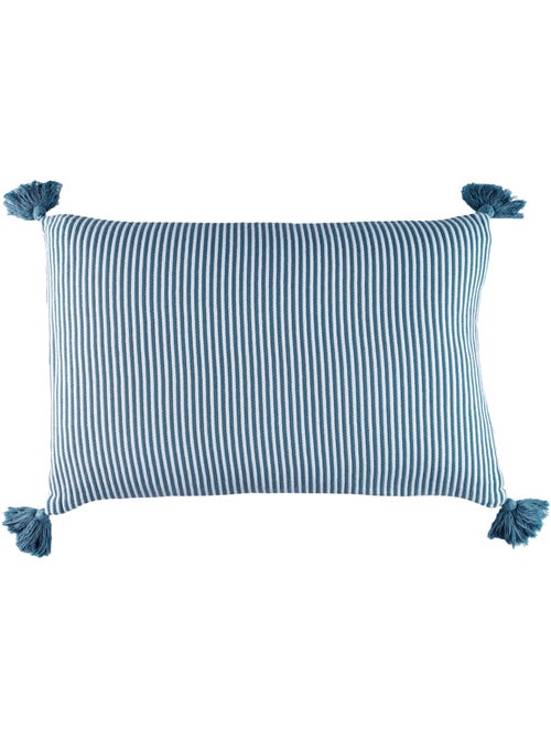 Coussin rayé à pompons - Kiabi