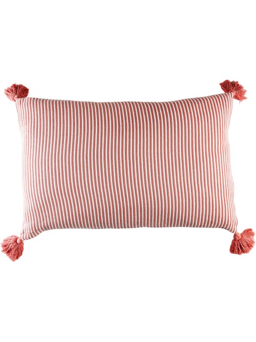 Coussin rayé à pompons - Kiabi