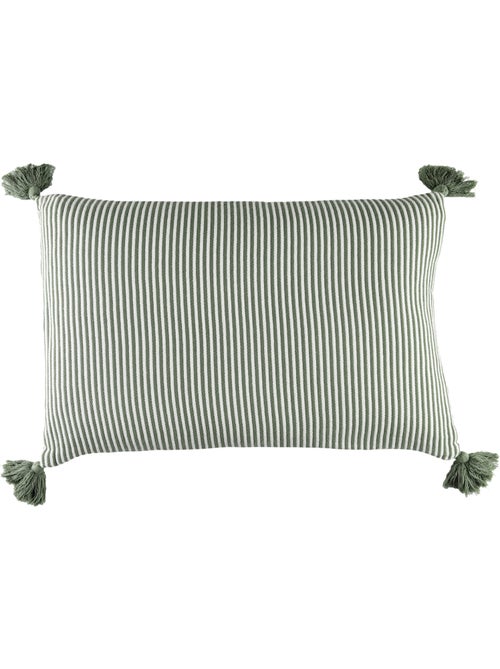 Coussin rayé à pompons - Kiabi