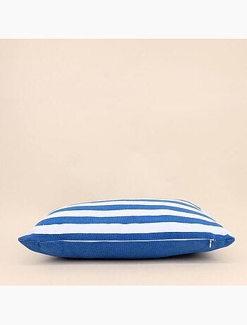 Coussin rayé bleu et blanc 30x50cm