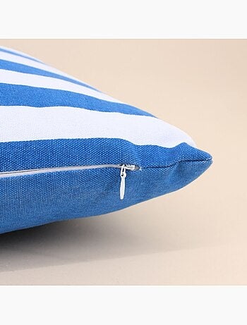 Coussin rayé bleu et blanc 30x50cm