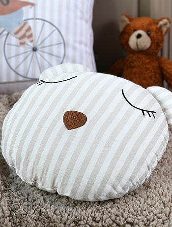 Coussin rayé en forme d'ours
