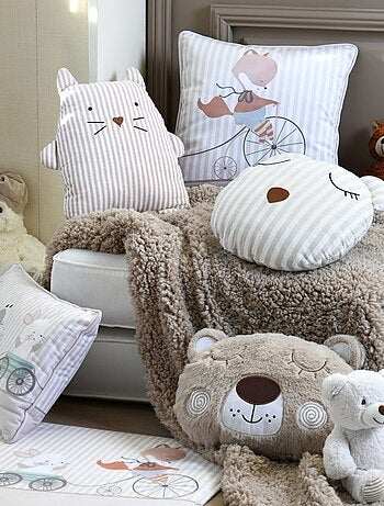 Coussin rayé en forme d'ours